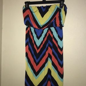 Strapless Chevron Maxi Dress